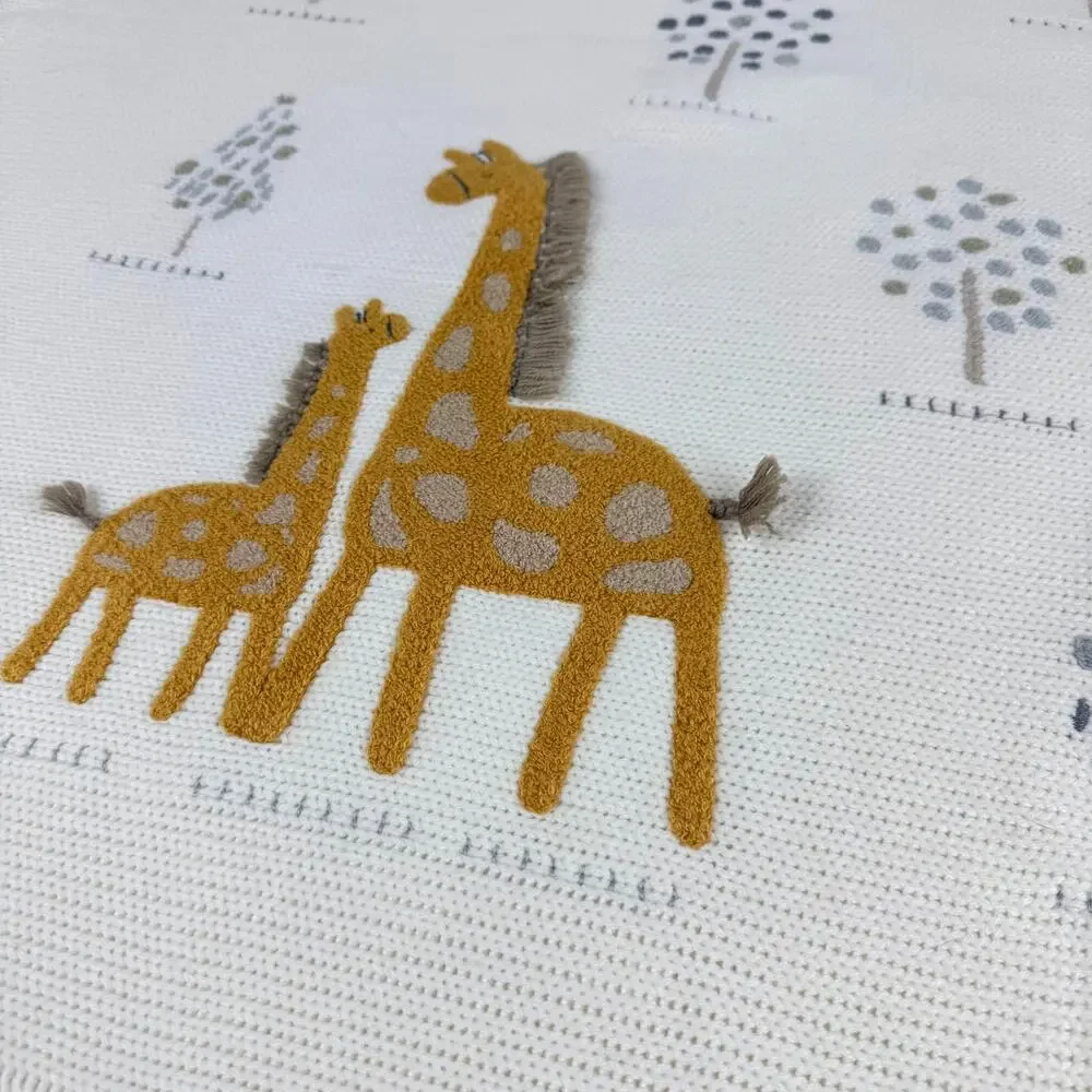 Pottery Barn Kids Giraffe Sherpa Backed Knit Baby Blanket Cream Nursery